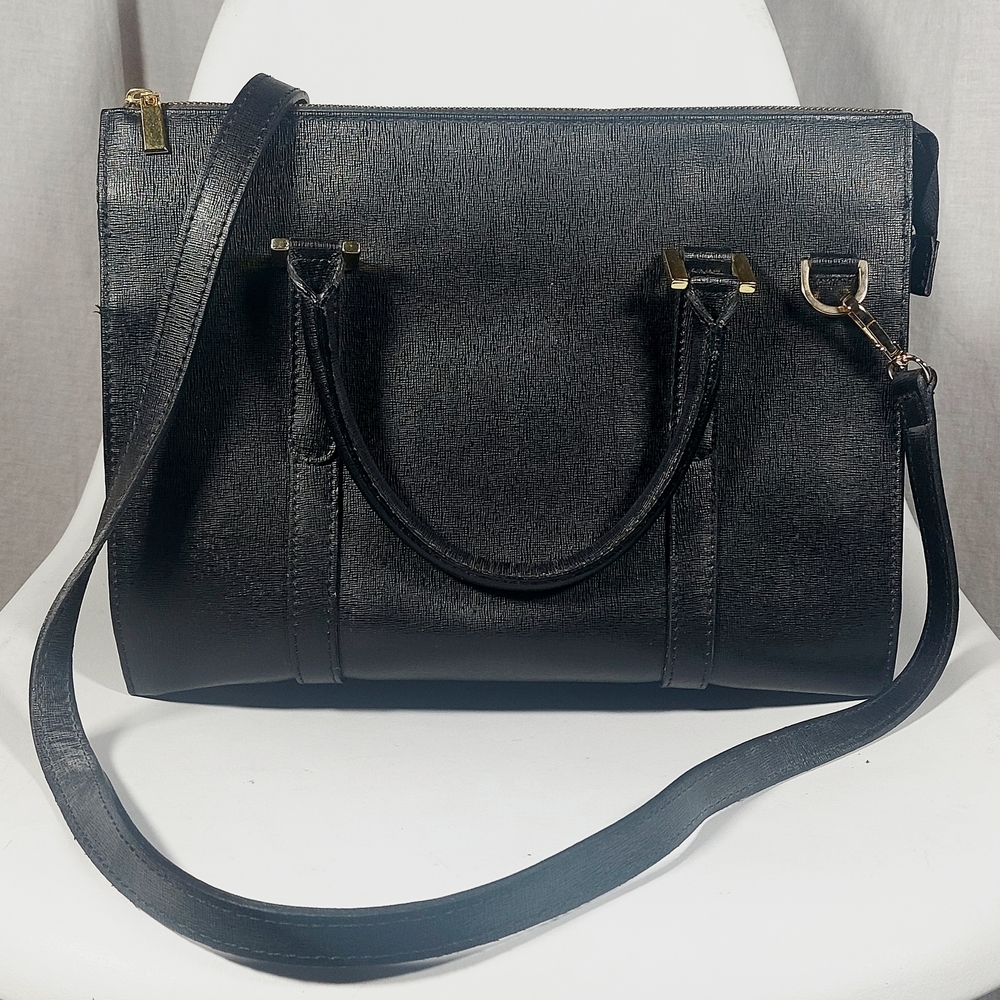 Modarte Italy Black Saffiano Leather Satchel, EUC like new